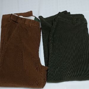 Men's Corduroy Pants LLBean & Adjust a Size - Rust Brown 33x30  and Forest Green